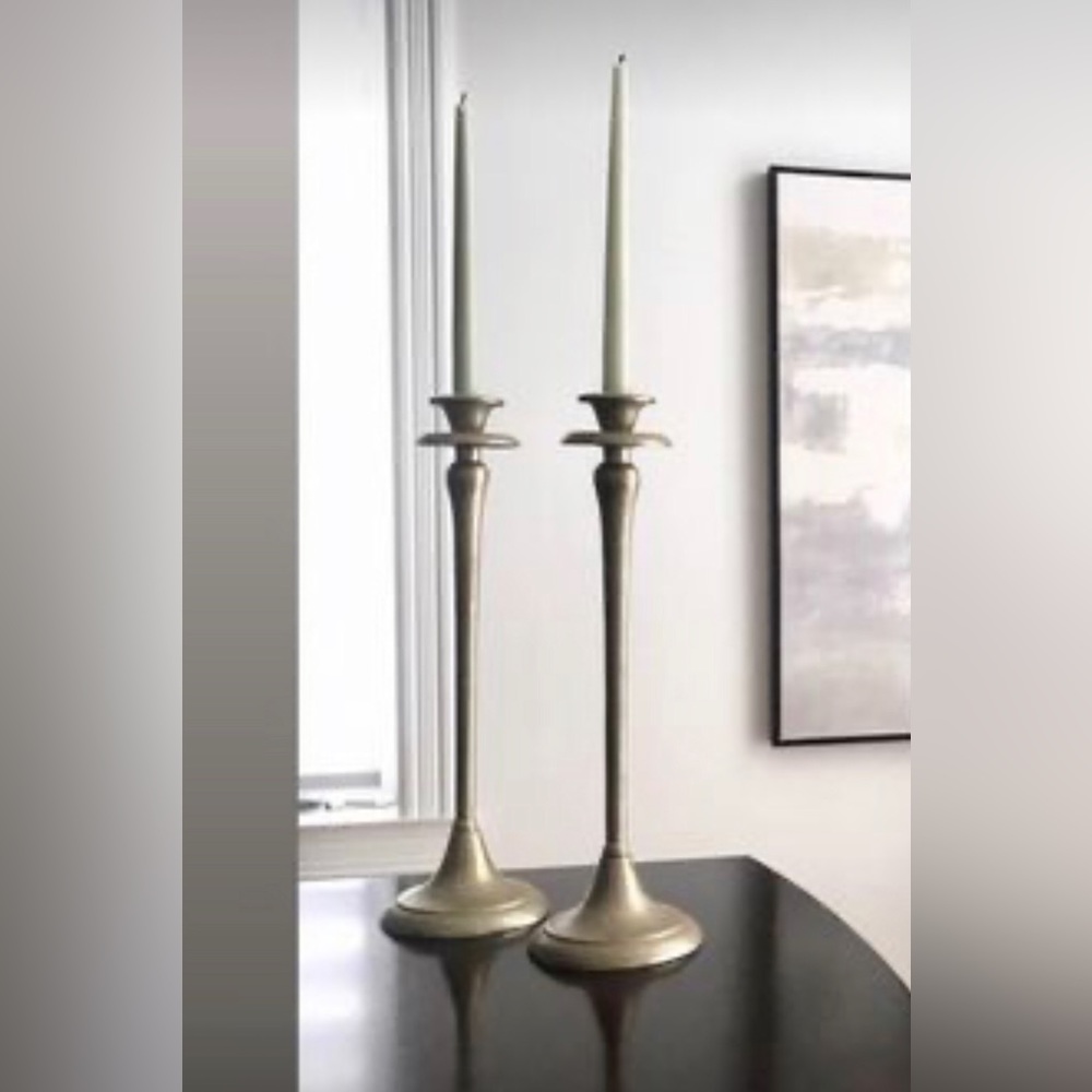 Hammered Brass Candle Holders x 2 (Set)
H: 19”

India